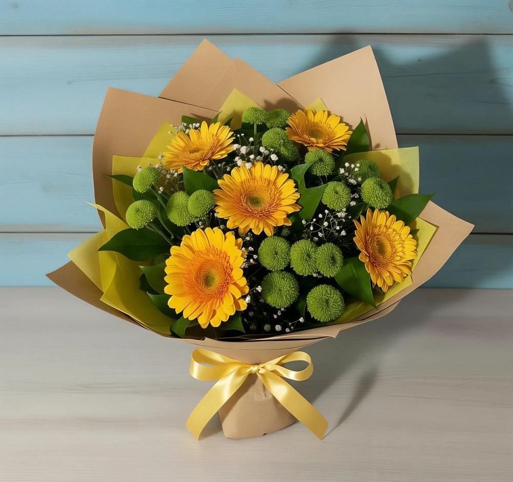 Букет цветов из: Герберы и Хризантемы в Сарапуле
