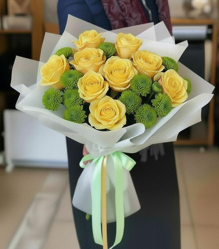 Букет цветов из: Хризантемы и Розы в Сарапуле