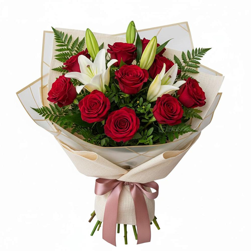 Букет цветов из: Лилии и Розы в Сарапуле