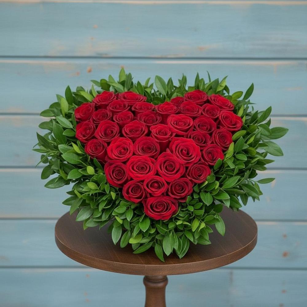 Цветочная композиция из Розы в виде сердца в Сарапуле