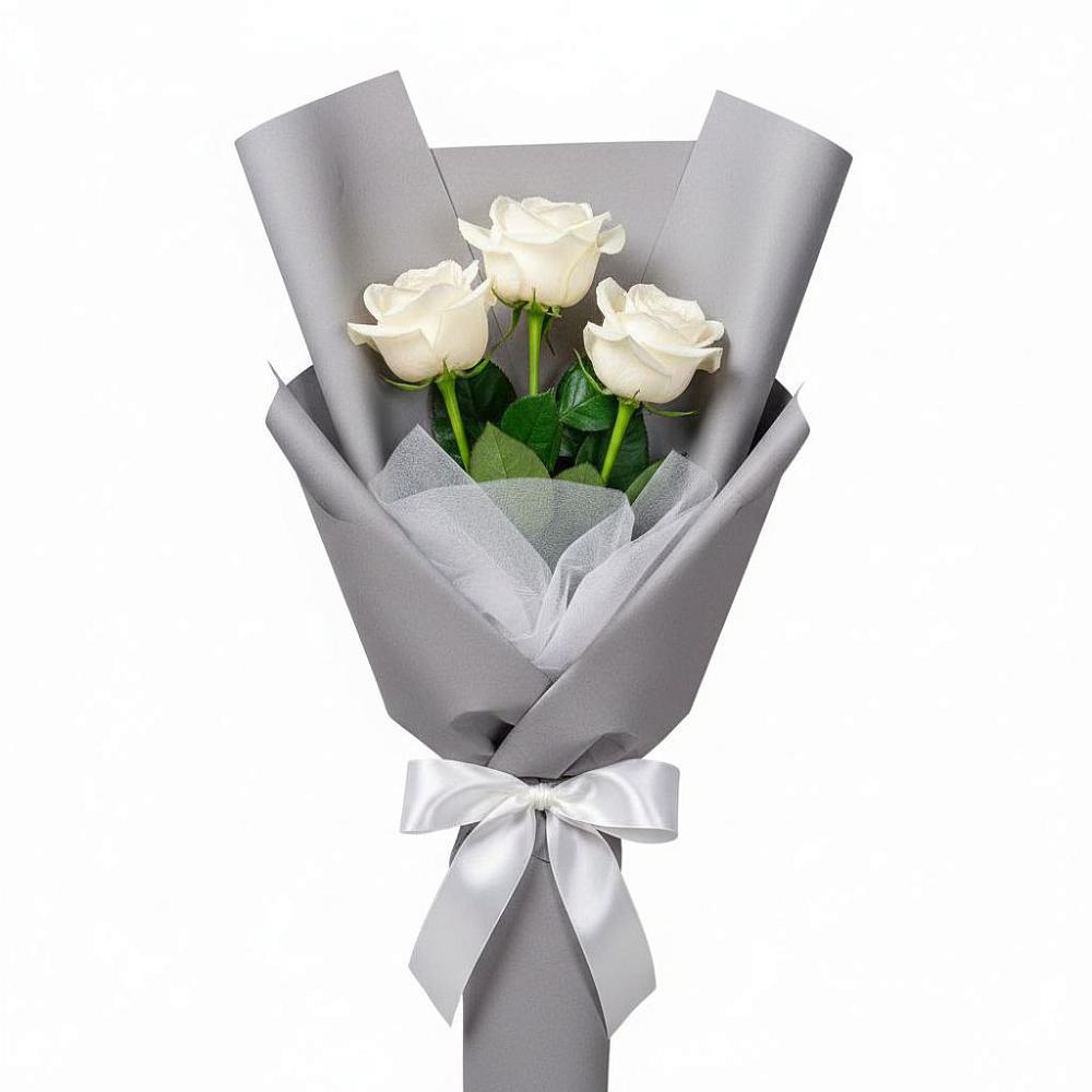 Букет 3 белые розы в Сарапуле