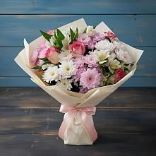 Букет цветов из:  Хризантемы, Альстромерии и Розы в Сарапуле