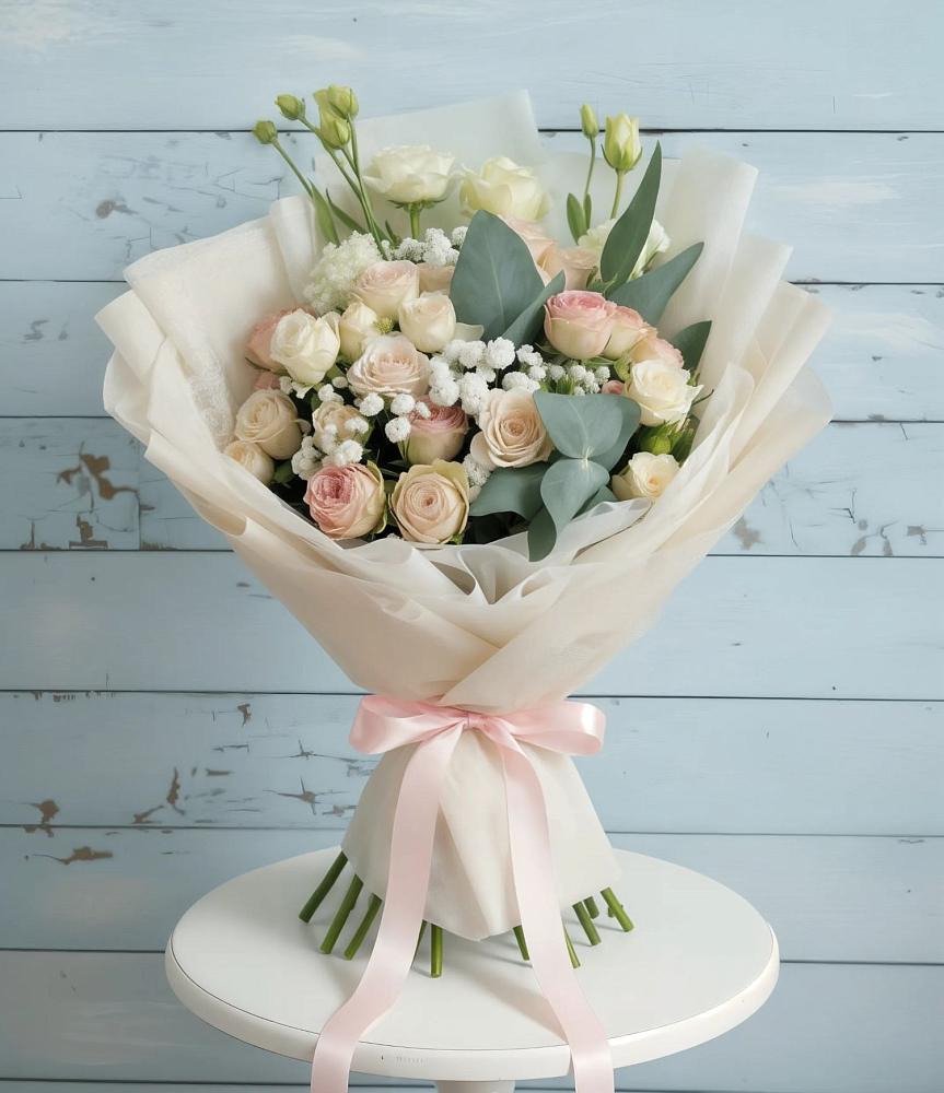 Букет цветов из: Розы и Лизиантусы в Сарапуле